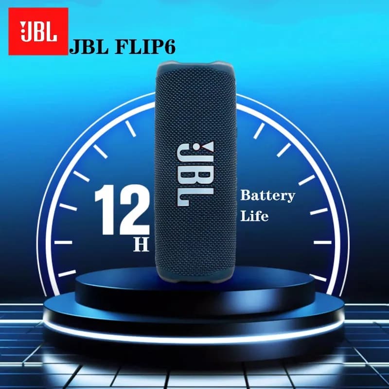 سماعة JBL Flip 6 ستيريو محمولة، مقاومة للماء IP67، باس عميق، عمر بطارية طويل، مشغل موسيقى للسفر
