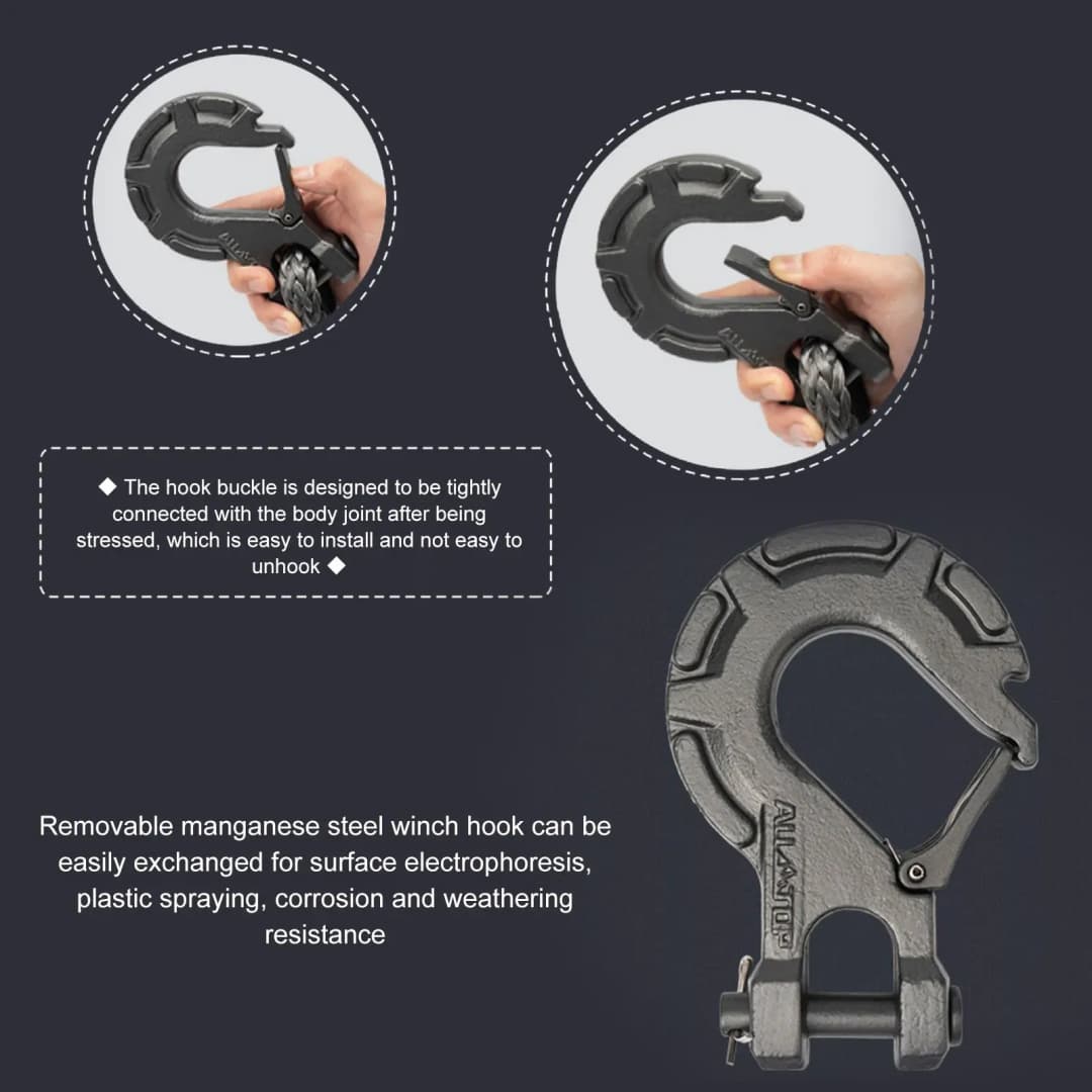 For ATV SUV Vehicle 8mm*15m Synthetic Winch Rope Tow Car 4x4 Accessories Off Road Trailer Strap Breaking Strength Max 20500LBS - 6