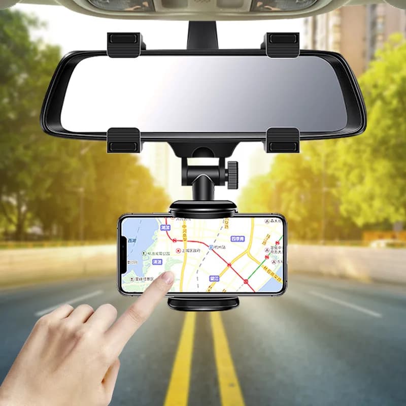 حامل هاتف ذكي تلسكوبي 360 درجة مرآة السيارة حامل هاتف محمول حامل قابل للتعديل لهاتف السيارة GPS لهاتف iPhone 13 - 2