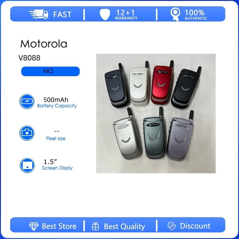 Refurbished-Original V8088 Motorola V8088 Detachable Battery 500mAh Cell Phone Wholesale Free shipping