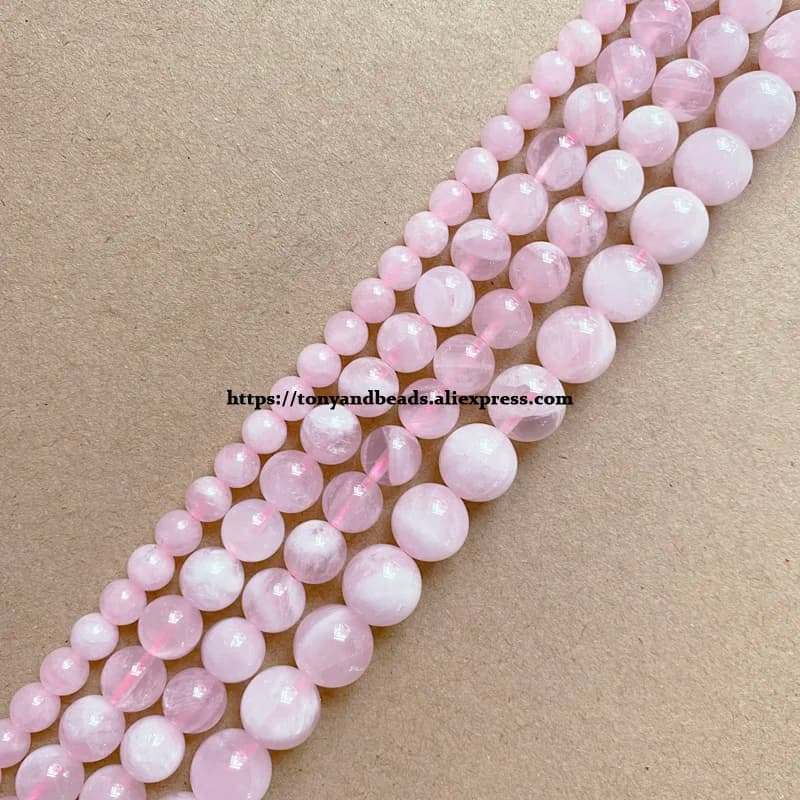 Genuine Semi-precious Natural Madagascar Pink Rose Quartz Stone Round Loose Beads 6 8 10MM Jewelry Making DIY