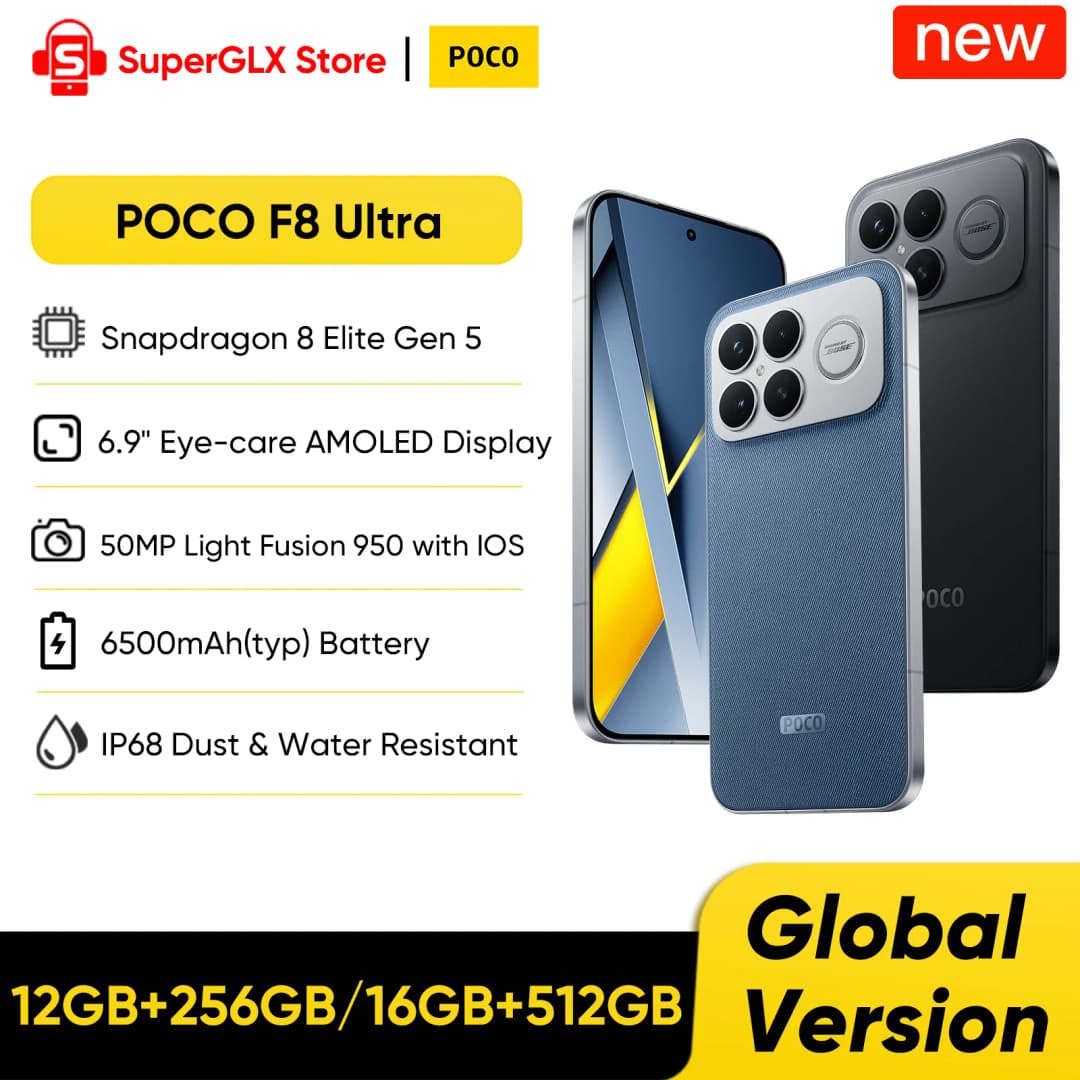 2025 جديد POCO F8 ألترا نسخة عالمية هاتف ذكي 5G معالج Snapdragon 8 Elite الجيل 5 شاشة AMOLED 6.9 بوصة كاميرا 50 ميجابكسل بطارية 6500 مللي أمبير شحن فائق السرعة 100 واط