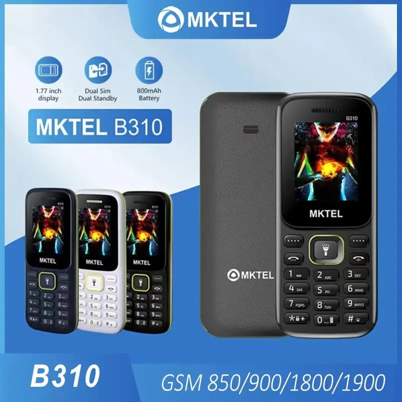 هاتف B310 بشاشة 1.77 بوصة، هاتف ذو شريحتين، معالج SC6531E، بلوتوث، راديو FM، مشغل MP3، كشاف، بطارية 800mAh، هاتف أساسي مفتوح