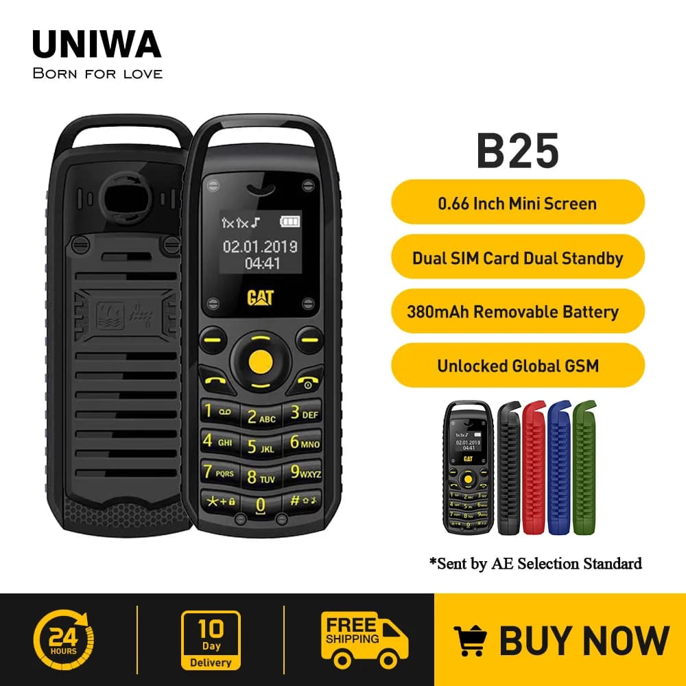 UNIWA سوبر ميني هاتف محمول بشاشة 0.66 بوصة، 2G، سماعة بلوتوث، ثنائي الشريحة، غير مقفول
